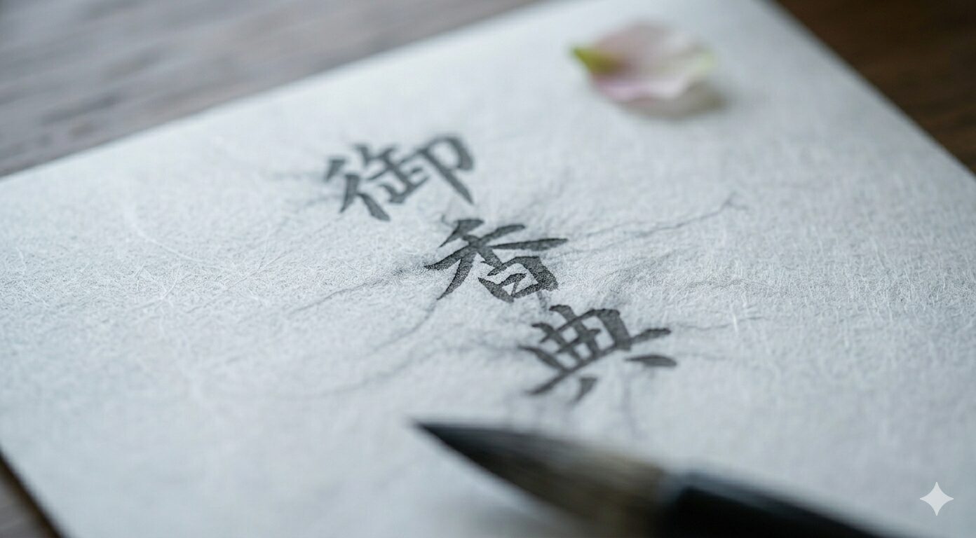 薄墨が和紙に滲むマクロ画像