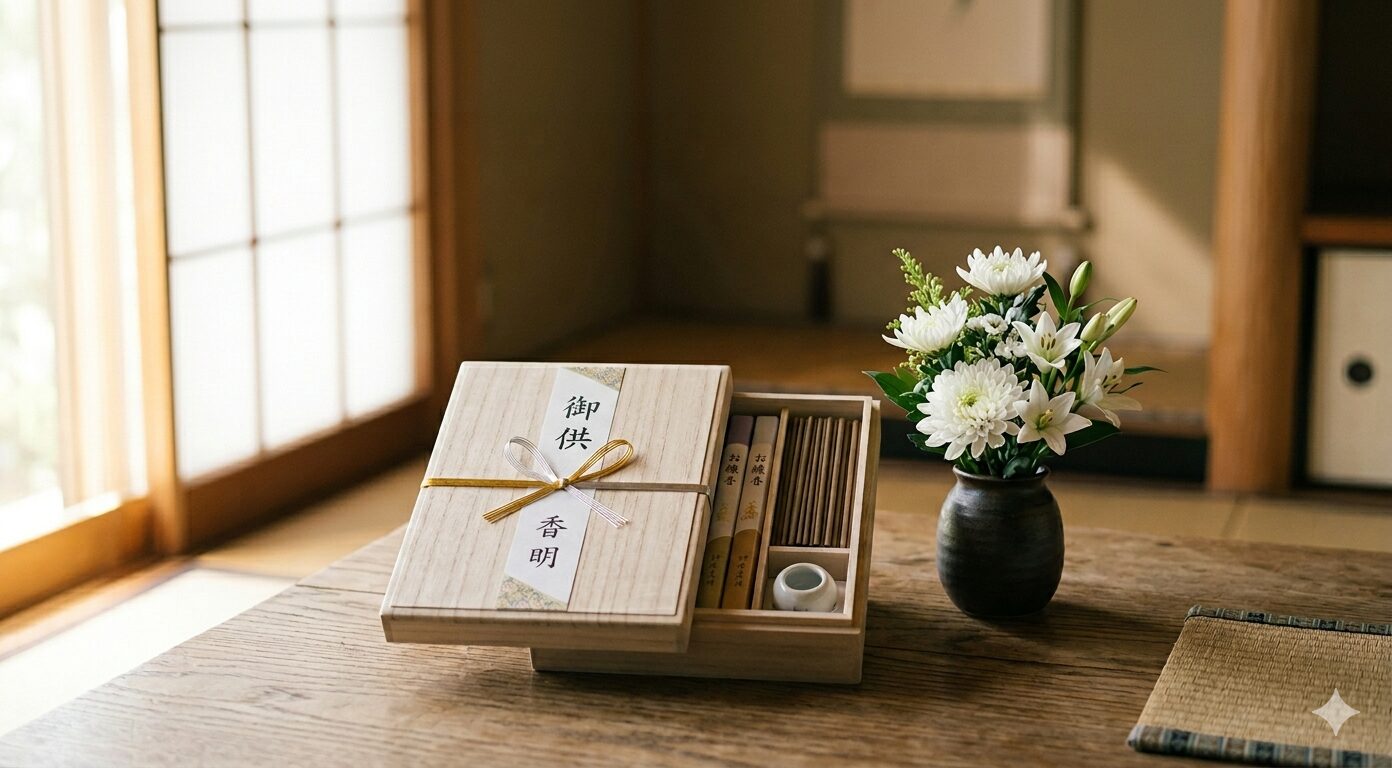 上品なお線香のお供え物セット