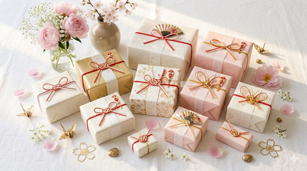 結婚内祝いの金額目安。プロが推奨する華やかなラッピングのギフトボックス。