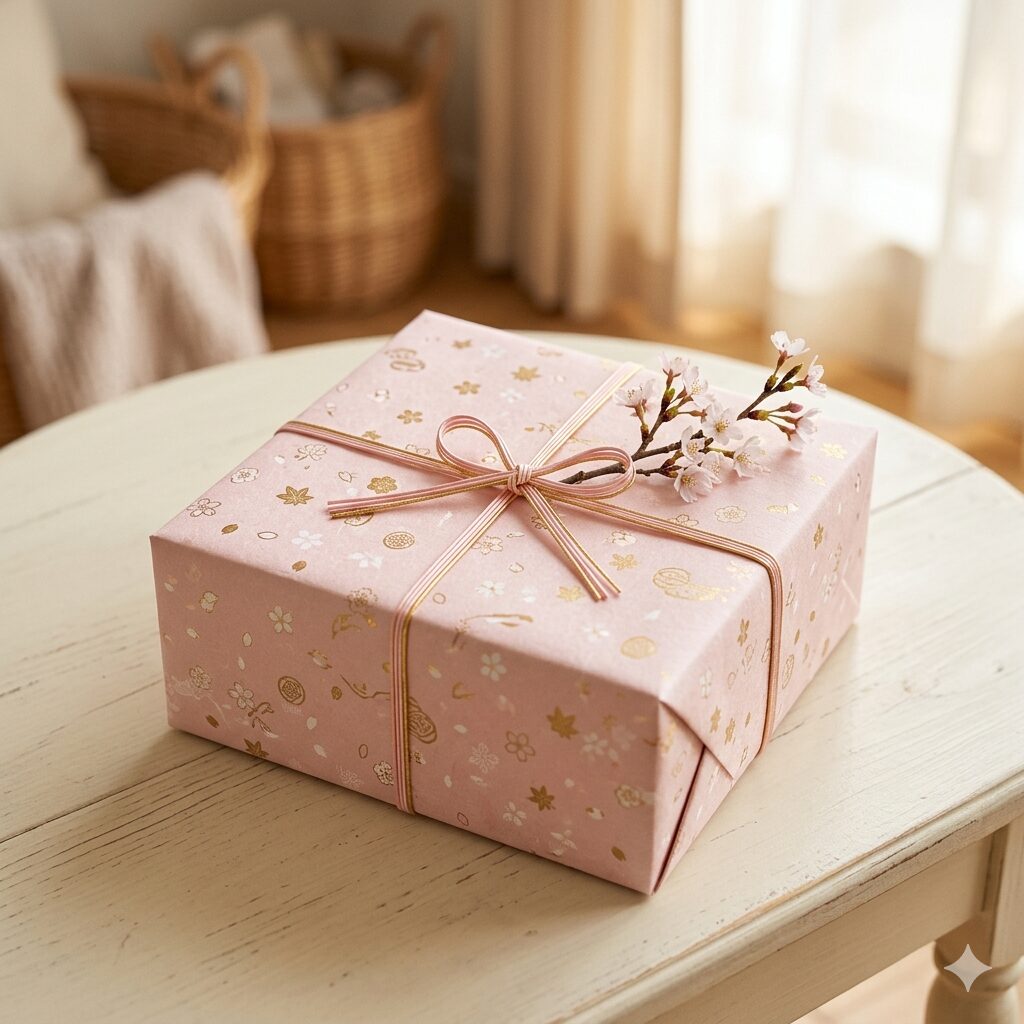 出産内祝いの相場をプロが解説。可愛らしくラッピングされたギフトボックス。